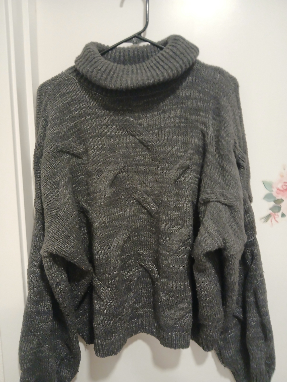 dip Charcoal Gray Cable Turtleneck Sweater